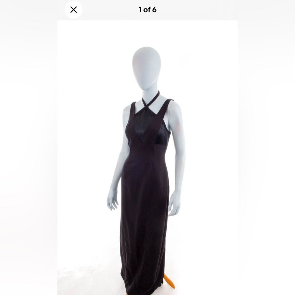 Adrianna Papell Black Evening Maxi Halter Choker Gown Size 8